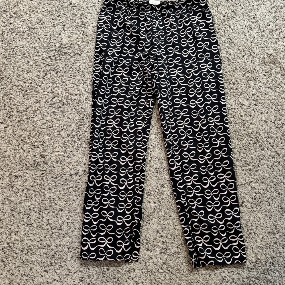 Kate Spade Bow Print‎ Pajama Lounge Pants Small Black Pink Dream A Little Dream
